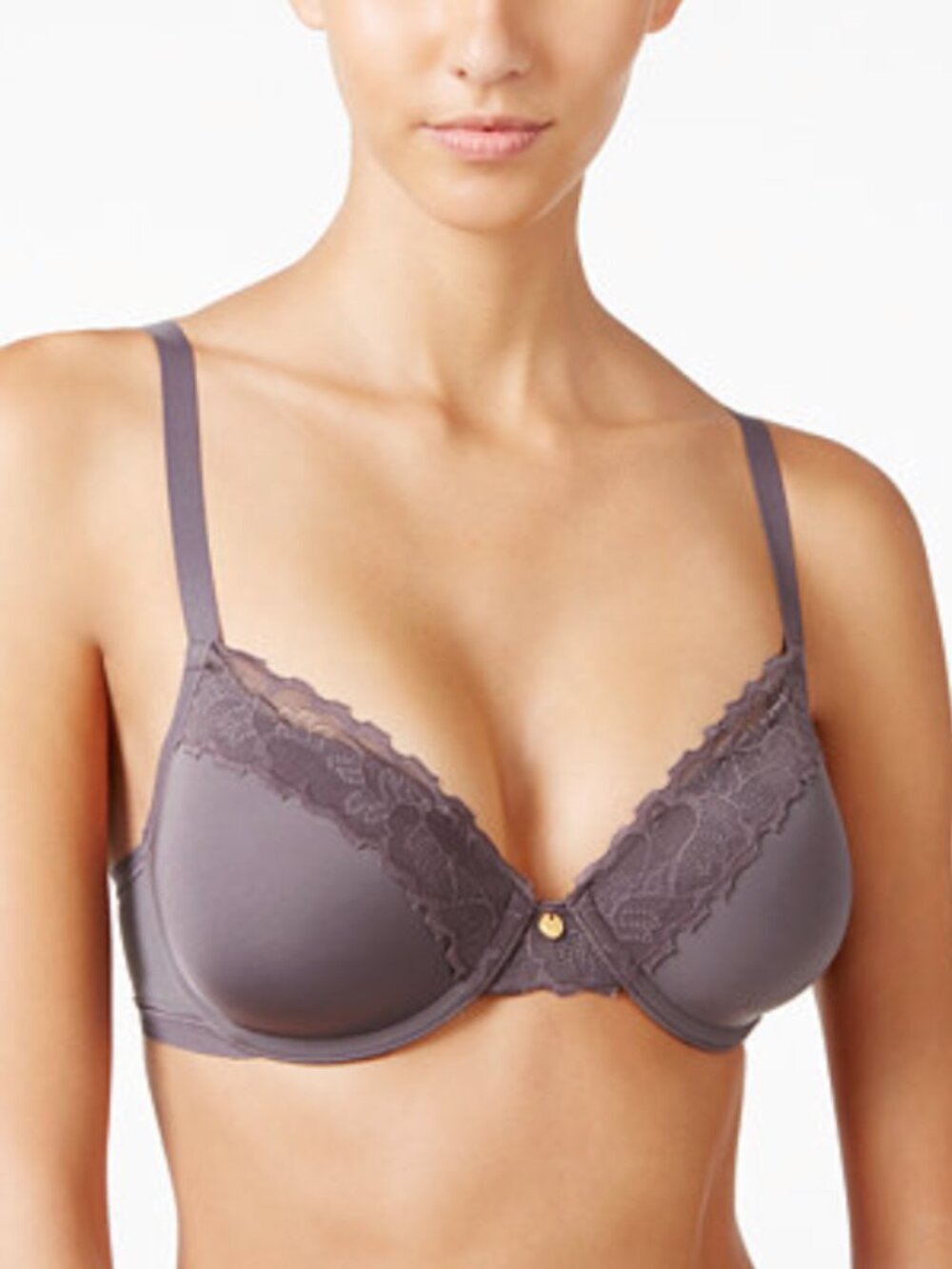 NATORI Hidden Glamour Full Figure Lace-Trim Bra in Grape Purple - Size 38B